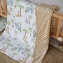 Baby Blankets for Boys Girls, Super Soft Nursery Minky Blanket Neutral with Print Brown Savanna Elephant and Cozy Raised Dotted Fleece Backing, 30 x 40 Inch Double Layer Bed Throws
