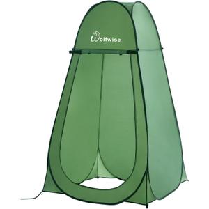 Wolfwise Pop Up Shower Tent for Camping Essentials, Portable Instant Changing Tent with Ventilation Window & Carry Bag, Privacy Dressing Room Bathroom Toilet for Beach & Outdoor, Extra Tall, Green, Extra Tall: 6'11" H, 47.2" W