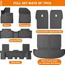 KUST Floor Mats Set for Kia Sorento 2021-2025 2026 (6 Seater, Not for Hybrid), All Weather Rear Trunk Cargo Liner with 2nd Row Back Seat Protector Full Set Car Mats Accessories TPE Rubber Raised Edge