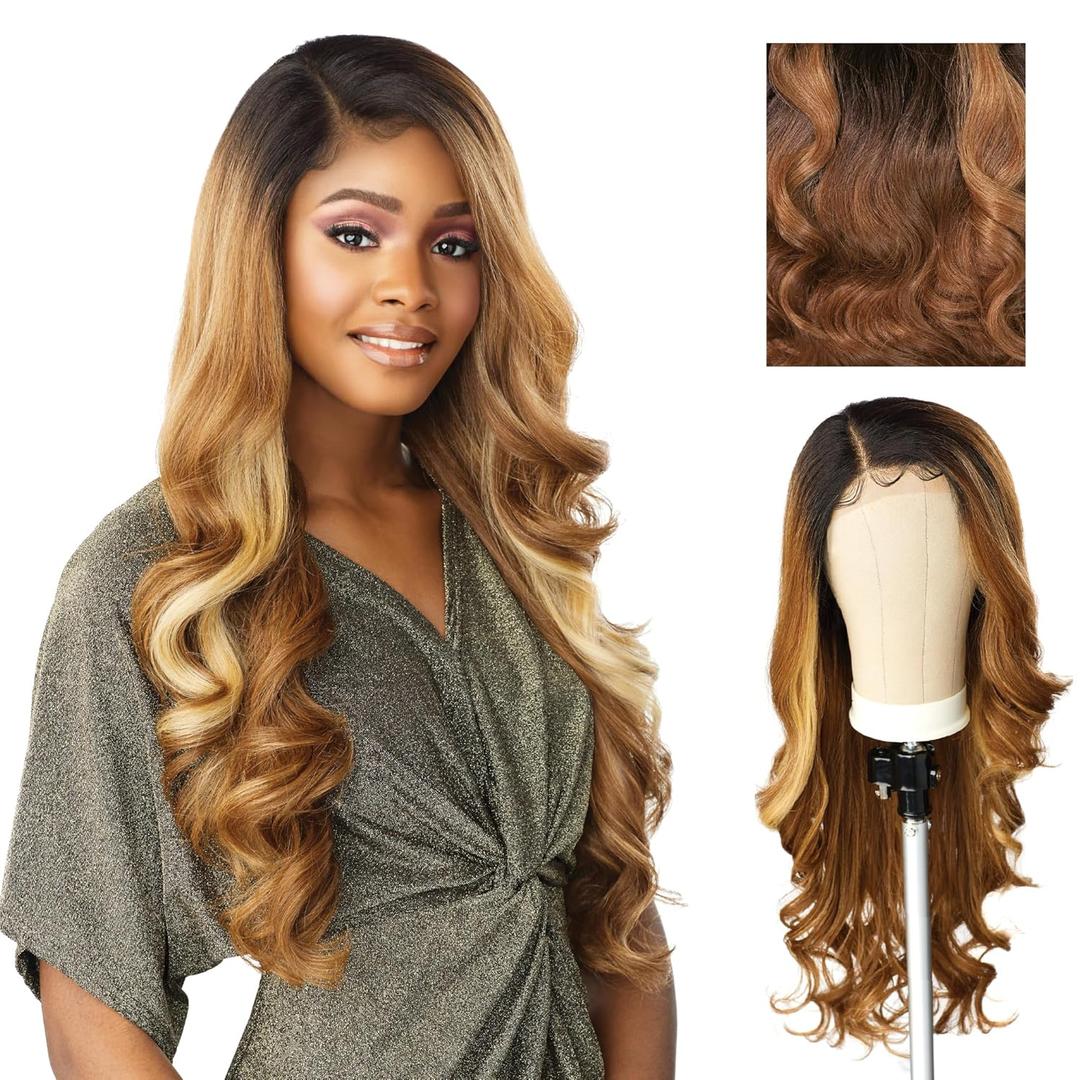 Sensationnel Butta Lace Wigs - Unit 7 Extra Wide 5 Inch Deep Parting Synthetic Preplucked Hairline Glueless Lacefront (MP/HAZEL)