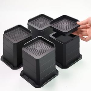 Wanry flourigems Bed Risers Heavy Duty, Adjustable Furniture Risers 1-4 inch, L Shape Bed Lifts Risers for Table Legs, Couch, Sofa, Desk, Cabinet Leg Frames(Black,1-4 inch) 6 Count