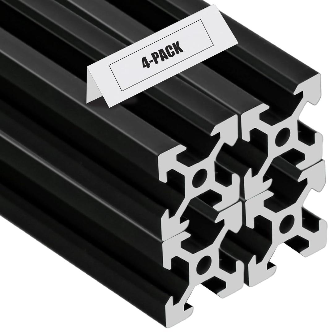 2020 V Aluminum Extrusion, 4PCS 800mm European Standard Anodized Extruded Aluminum Profile Extrusion Linear Rail for 3D Printer and CNC Machine DIY Projects- Black