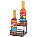 THYGIFTREE Coffee Syrup Rack Organizer 4 Bottle Syrup Holder Stand 2-Tier Storage Shelves for Kitchen Coffee Bar Station