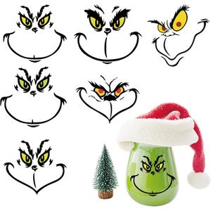 2Pack Large 5 Inch Christmas Face Eyes Stickers for Crafts Vinyl Faces Pitcher Rub on Transfers Decals for Ornaments Glass Drinking Cups Wood Decorations Balls Party Supplies (face8)