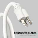 15 Ft Outdoor Extension Cord - 12/3 SJTW Heavy Duty White Extension Cable with 3 Prong Grounded Plug - Power Cord for Lawn, Garden, Appliances