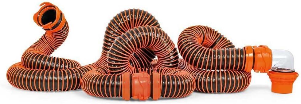 Camco RhinoEXTREME 20-Foot Camper/RV Sewer Hose Kit | Features TPE Technology for Abrasion Resistance and Crush Protection | Includes Pre-Attached Rhino Swivel Fittings (39867)