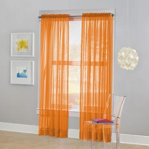 No. 918 Calypso Sheer Voile Rod Pocket Curtain Panel, 59" x 63", Orange