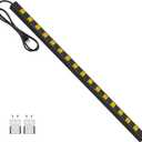 Long Metal 16 Outlet Wide Spaced Power Strip, Yellow, 6 FT Cord