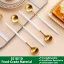 2 x 7.95 Inches Satin Gold Stainless Steel 18/10 Iced Tea Spoons With White Handle,Set Of 4 Ice Teaspoons,Long Handle Coffee Stirring Spoons,Sundae Spoon For Mixing