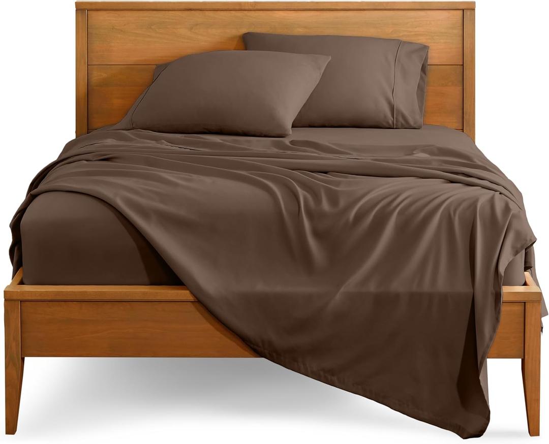 Bare Home Queen Sheet Set - 1800 Ultra-Soft Microfiber Queen Bed Sheets - Double Brushed - Deep Pockets - Easy Fit - 4 Piece Set - Bedding Sheets & Pillowcases (Queen, Cocoa)