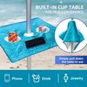 AMMSUN Beach Umbrella with Sand Anchor & Table Tray, Portable Heavy Duty 6.5ft Sun Outdoor Umbrella, UV 50+ Protection, Carry Bag for Beach, Patio, Pool and Garden, Sky Blue Paint