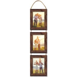 5x7 Wall Hanging Picture Frames Collage with 3 Opening Frames Brown