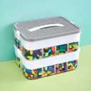 Toys Organizer Storage Case for Lego Box Kids Toy Stackable Building Blocks with Lids Bins Adjustable Lego Storage Containers Plastic Toy Box Grey 2 Layers