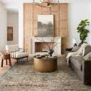 Loloi Layla Collection LAY-03 Olive/Charcoal 3'-6" x 5'-6" .13" Thick Accent Rug, Soft, Durable, Vintage Inspired, Distressed, Low Pile, Non-Shedding, Easy Clean, Printed, Living Room Rug