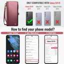 Defencase Compatible with Samsung Galaxy S24 FE Case Wallet with RFID Blocking Card Holder for Women, PU Leather Magnetic Snap Flip Zipper Strap Wallet Phone Case for Galaxy S24 FE 5G 6.7", Wine Red