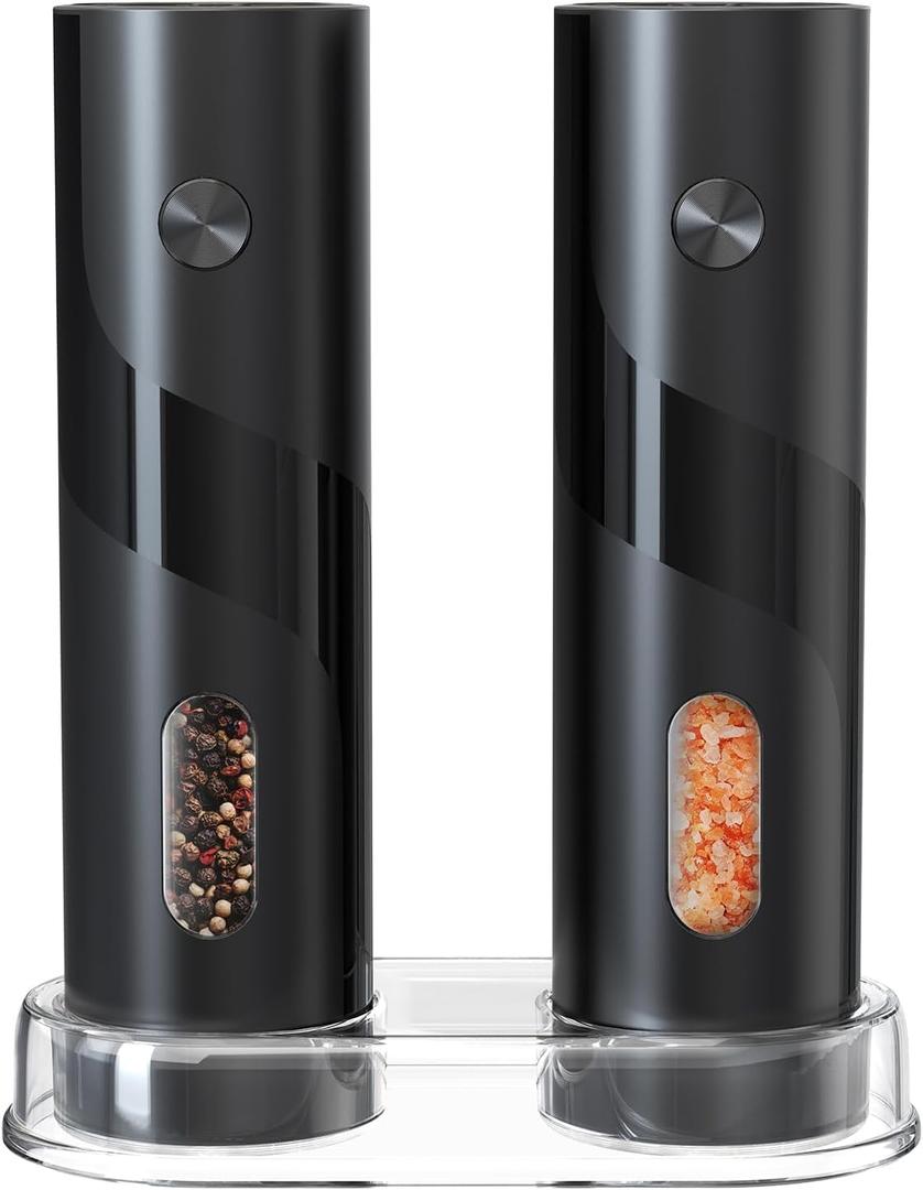 CIRCLE JOY Electric Salt and Pepper Grinder Set Top-Refill Automatic Salt and Pepper Mill Grinder, Battery Operated Adjustable Coarseness, Easy Filling Upgraded Larger Capacity with Led Light