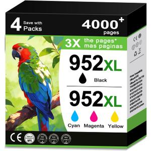 952XL Ink Cartridge Black and Color Combo Pack Replacement for HP 952XL 952 XL Ink Cartridge HP952 HP952XL for Officejet Pro 8710 7740 8720 8702 8210 8715 8730 7720 8740 Printers (BK/C/M/Y,4 Pack)