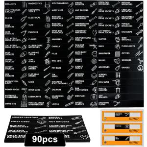 90 PCS Magnetic Toolbox Labels – 3.5"x1" Large Tool Box Stickers,Strong Magnets for Tools Chest Drawer Organization – Fits U.S. General Tool Box Accessories & All Steel Tools Cabinets