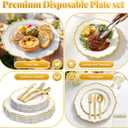 175 Plastic Dinnerware Set Gold Disposable Dinnerware Set for 25 Guests Include 50 Plastic Plates 25 Silverware Set 25 Cups and 25 Napkins for Mother's Day Party Wedding Birthday