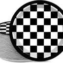 48 Pieces Black and White Checkered Flag Party Paper Plates for Race Car Party Supplies 7" Racing Car Theme Disposable Dessert Plates for Boys Men Birthday Baby Shower Race Fans Party Decorations