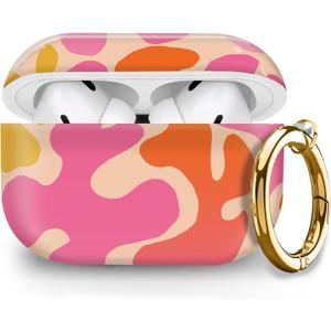 Cute Hard Case Compatible with AirPods Pro 2nd/1st Generation, Protective Cover with Golden Keychain, Fits 2023/2022/2019 Models, for Women, Girls, and Men(Artistic Pattern
