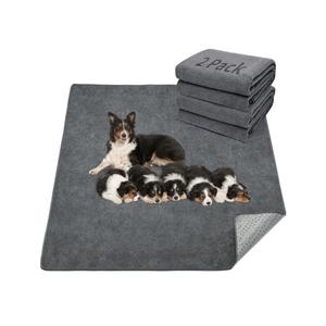 LOOBANI 2 Packs Extra Large Reusable Dog Mat for Floor, Non-Slip Washable Pee Pads for Dogs, Fast Absorbent Pet Whelping Pads, Puppy Playpen Mat for Incontinence, Housebreak, Crate (36"x48"-Gray)