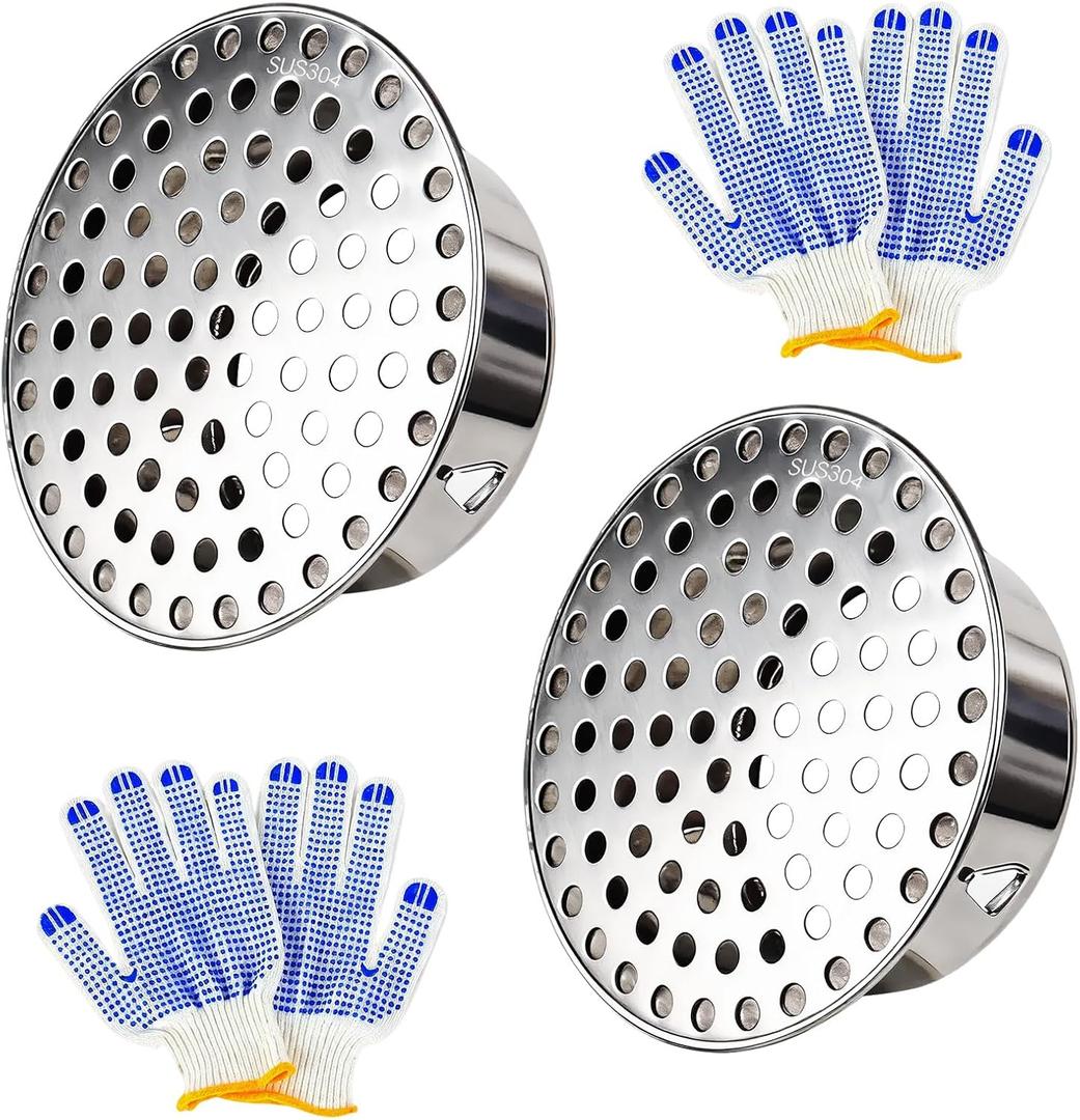 2Pcs PVC Termination Cap for 2 Inch Vent Pipe, 304 Stainless Steel Mesh Screen Vent Cover, Vent Pipe Screen & Exhaust Pipe End Cap with 2 Gloves for Furnace and Roof Vent (4in)