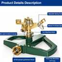 Hourleey Impact Pulsating Sprinklers for Yard - Heavy Duty Lawn Sprinkler with Metal Base, Adjustable Rotating 360 Degree for Large Area Garden, Coverage up to 5,800 Sq. Ft