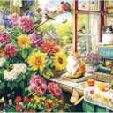 2000 Piece Puzzle for Adults, Puzzles for Adults 2000 Pieces, Cats Birds Butterflies Flowers Garden Jigsaw Puzzles, Challenging Puzzle Perfect for Game Nights, 39" X 28"