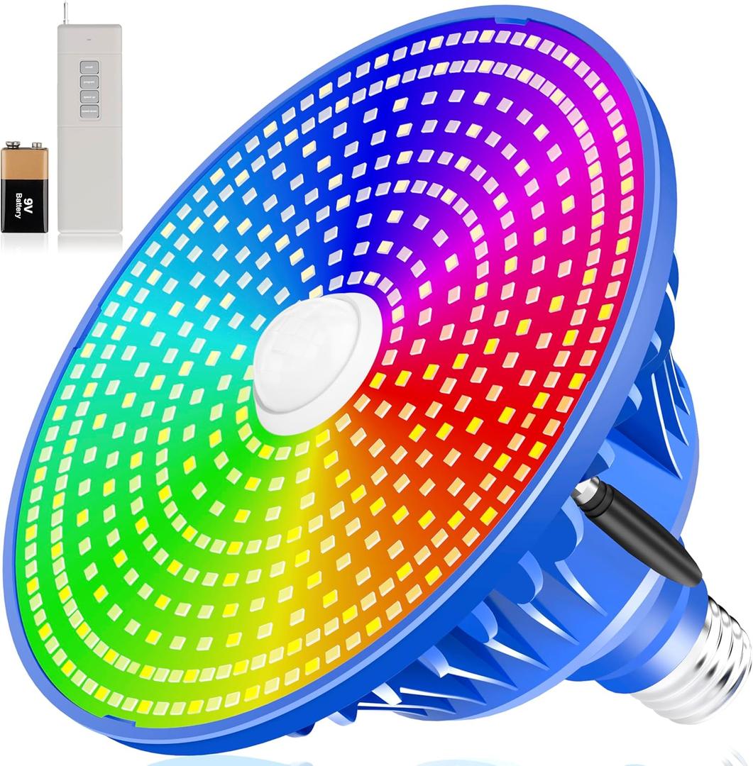 MORSEN LED Pool Lights for Inground Pool, Pool Light Bulb 120V 90W Remote Control Color Changing Underwater Swimming Light, E26 E27 Replacement Bulb for Pentair and Hayward Fixture Blue