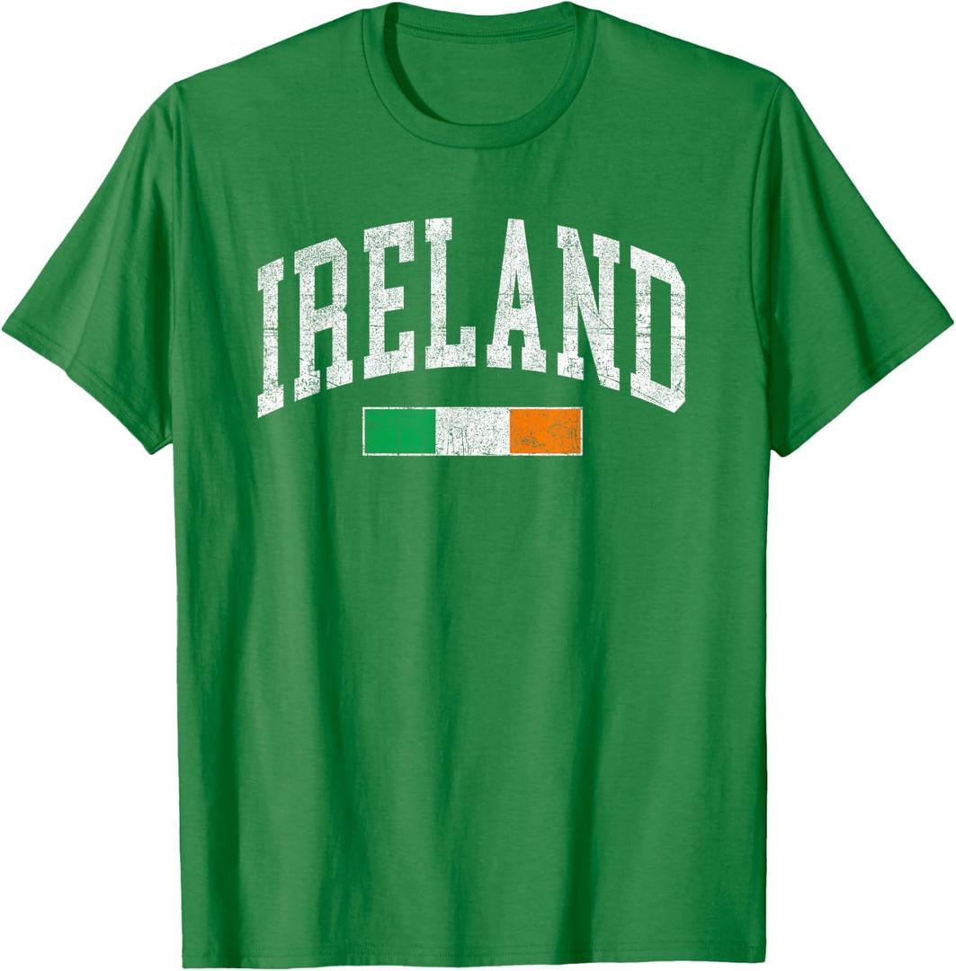 Vintage Ireland Flag Irish Retro Throwback Mens Womens Kids T-Shirt (Green, M)