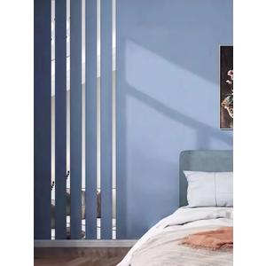 15 Pcs Self-Adhesive Flexible Molding Trim, Vibrant Mirror Like Sticker, Removable Decals Stickers for Wall Frames/Wallpaper Border/Waist Lines(Silver)