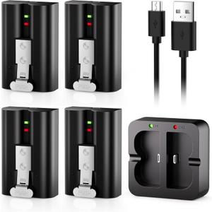 4-Pack Replacement Battery for Ring Doorbell - 7200mAh Rechargeable Camera Batteries with Charger Station for Ring Video Doorbell 2/3/3 Plus/4, Spotlight Cam, Stick Up Cam and Peephole Cam Indoor