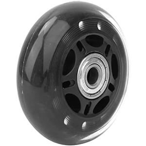 Silent PU Caster Wheels 3 inch with 608ZZ Bearing 76x24x8mm Replacement for Luggage Cart Roller Skate Black Transparent