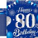 80th Birthday Decorations for Men Women 40pcs Navy Blue Silver Birthday Napkins for Happy 80 Years Old Theme party Wedding Anniversary Party Supplies