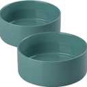 SPUNKYJUNKY 28.7OZ Ceramic Dog and Cat Bowl, Modern Cute Weighted Food Water Bowl for Replacement Light Green (2 Pack) (3.6 CUPS  2)