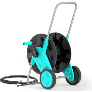 Portable Garden Hose Reel Cart, Hold Up to 75-100 Ft of 5/8 Inch Hose,Garden Water Pipe Holders Mobile Tools with 2 Wheels for Outside Hose Storage