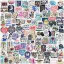 100 PCS Holographic Bookish Stickers Pack,Vinyl Shimmery Reading Book Stickers,Waterproof Glitter Reading Decals Water Bottles Laptop Classroom Rewards Book Lover Gifts, 2-3.5 inches