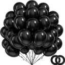 BAUANOOY 100pcs Black Balloons 12 inch, Black Latex Balloons with Ribbon for Graduation Birthday Party Decorations