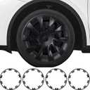 Wheel Rim Protector for Tesla Model Y 20 Inch Induction Wheels All-in-one Car Tire Trim Rings Rim Case Hubcaps Wheel Cover 2020-2024 Model Y Accessories (Matte Black)
