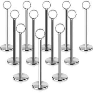 New Star Foodservice 23336 Ring-Clip Table Number Holder/Number Stand/Place Card Holder, 8-Inch, Set of 12 (White)
