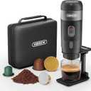 HIBREW H4A 3-in-1 Portable Coffee Maker for Car, Nes*/DG*/Ground Coffee Compatible, 12 Volt Espresso Machine for Pods, with Foldable Holder&Carrying