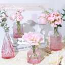 TBWIND Pink Glass Bud Vase Set of 24, Small Flower Vases for Centerpieces in Bulk, Mini Vintage Vase for Wedding Decor, and Home Table Decor