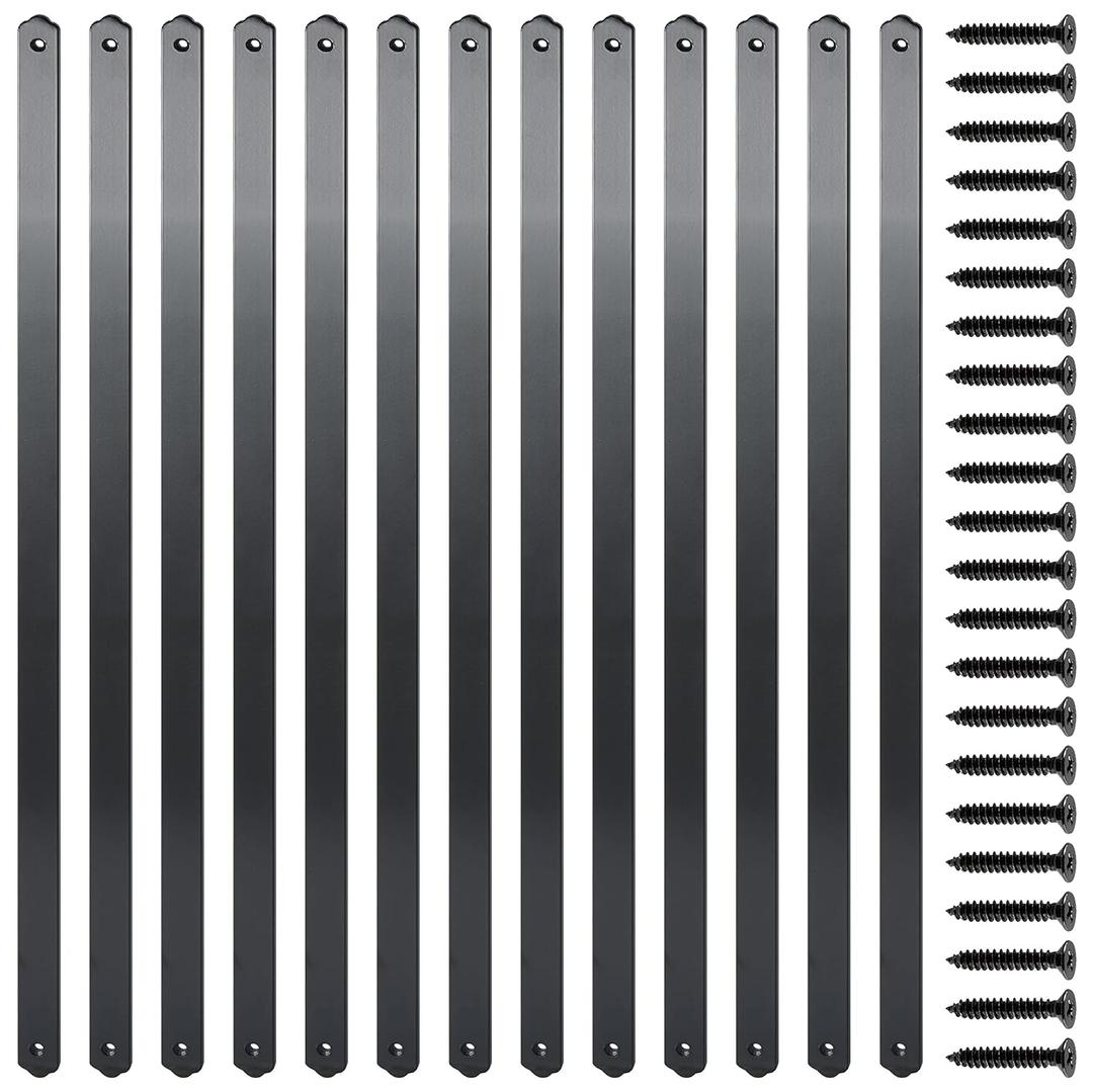 Aluminum Deck Balusters,Flat Metal Deck Spindles, for Deck Railing Porch Indoor Outdoor(Straight-QTY/25, Black-29.5")
