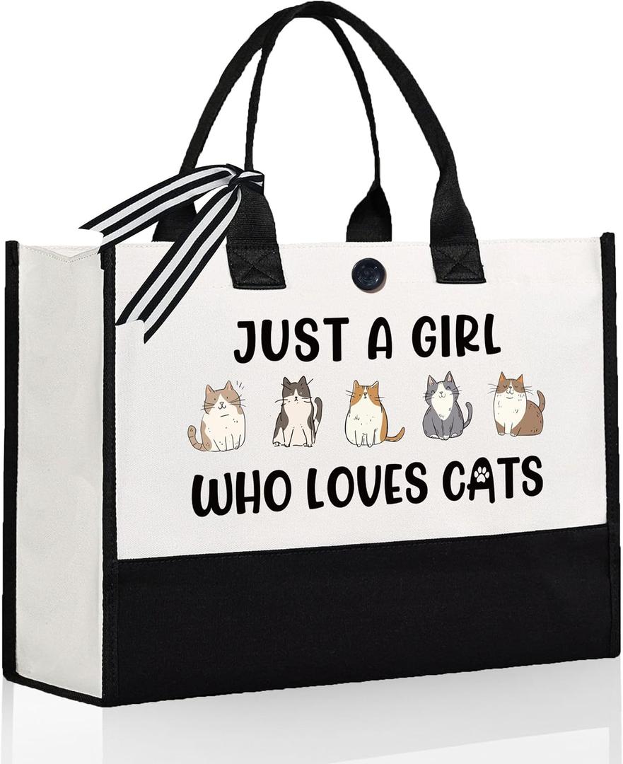 Cat Gifts for Women, Practical Cats-Themed Tote Bag, Mothers Day Christmas Birthdays Gifts for Cat Lover/Lady/Mom, Teen Girl, Daughter, Friend, Large Capacity Bag for Travel, Everyday Use