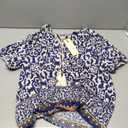 Vivilli Womens Summer Boho Tops Casual V Neck Short Sleeve Blouses Floral Print Shirt Tie Front Flowy Vacation Clothes
 Size M