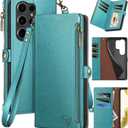 XcaseBar compatible with Samsung Galaxy S25 Ultra Wallet case with Zipper Credit Card HolderRFID BlockingFlip Folio Book PU Leather Phone case Shockproof Cover Women Men for S25Ultra case Blue Green