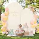 7.2FT 6FT Arch Backdrop Cover for Wedding, Set of 2 Stretchy Spandex Fitted Arch Stand Cover for Baby Shower, Birthday Party Decor, Chiara Backdrop Cover with Double-Sided Design(Beige)