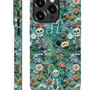 Case Compatible With For IPhone 14 Pro Max, Embroidered Floral Skeletons Phone Case Drop Protection,Soft Shockproof For Girl Women Boy Men,Case For IPhone 14 Pro Max