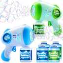 JOYIN 2 Kids Bubble Guns with 4 Bottles Solution, Automatic Bubble Machine Gun with 8 Holes for Kids, Adults, Summer Toys, Easter Basket Stuffers, Birthday Gift, Party Favors (Green, Blue)